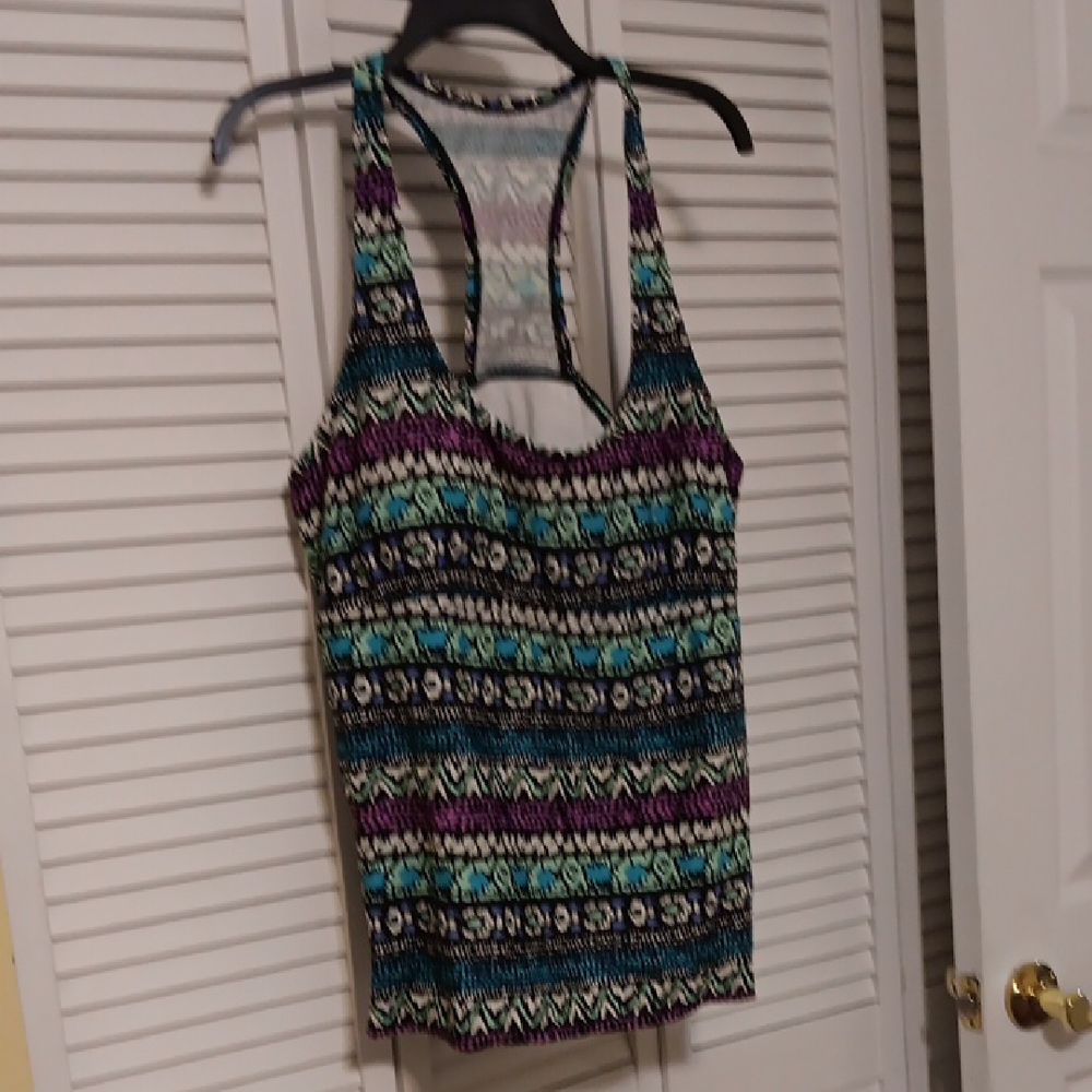Ava & Viv Multicolor Patterned Swim Top